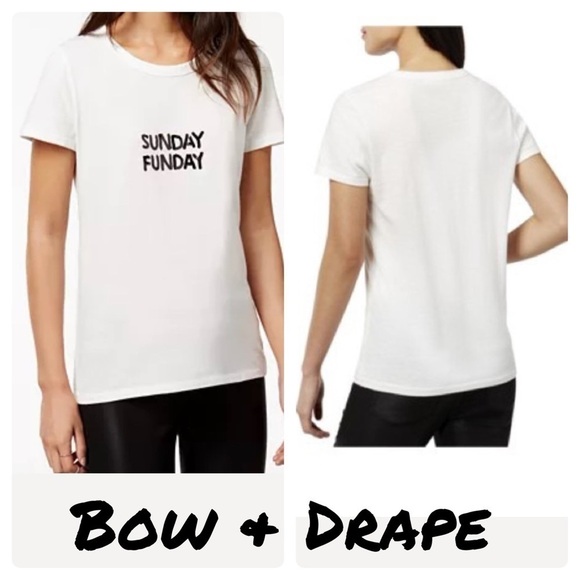 Bow & Drape Sunday Funday Sequined Graphic T-Shirt - Picture 1 of 12